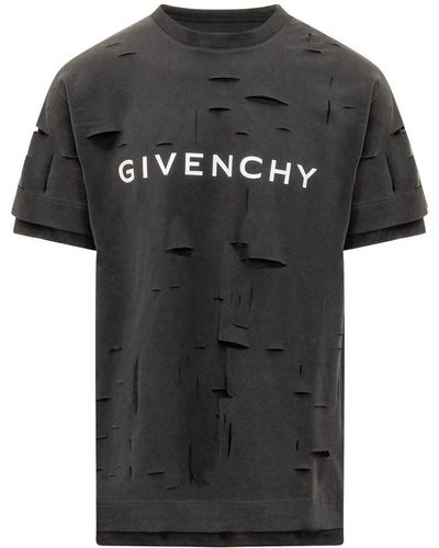Givenchy Oversized T-shirt In Destroyed Cotton - Black