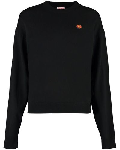 KENZO Jumper With Logo Patch In Wool - Black