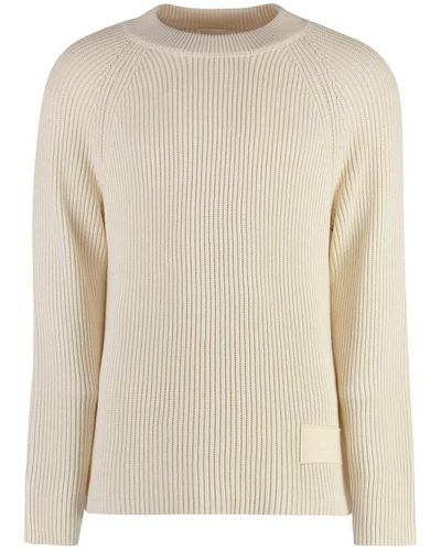 Ami Paris Cotton-wool Blend Sweater - Natural