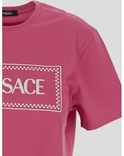 Versace Logo Embroidery T-shirt - Pink