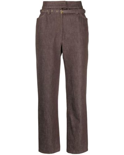 Veronique Leroy Belted-waist Tailored Pants - Brown