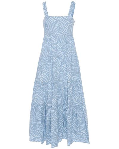 Michael Kors Zebra-print Tiered Midi Dress - Blue