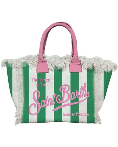 Saint Barth Mini Vanity Bag Cotton Canva Bag - Green