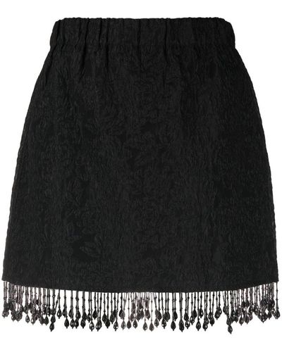 Ganni Fringed Jacquard Skirt - Black