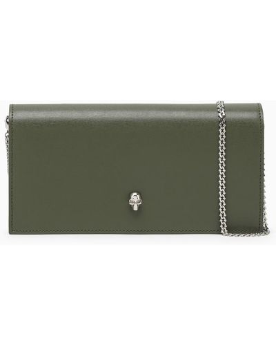 Alexander McQueen Alexander Mc Queen Khaki Chain Wallet In Leather - Green