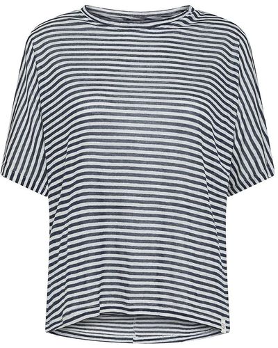 Peuterey Linen And Viscose Blend T-Shirt With Striped Pattern - Grey