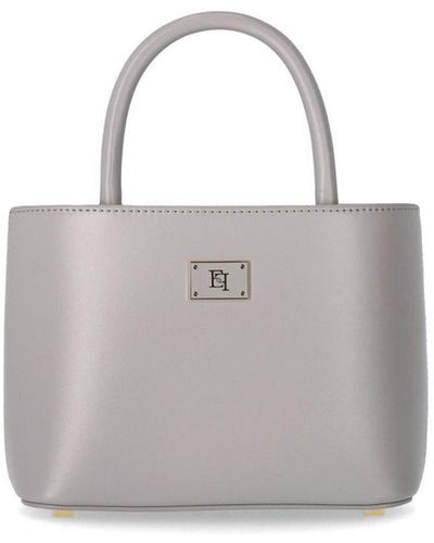 Elisabetta Franchi Pearl Gray Small Shopping Bag