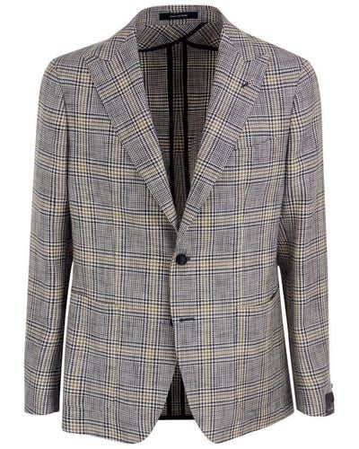 Tagliatore Jacket With Tartan Pattern - Gray