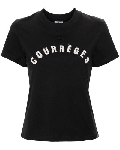 Courreges Ac Straight Cotton T-Shirt - Black
