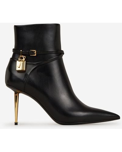 Tom Ford Padlock Leather Ankle Boots - Black