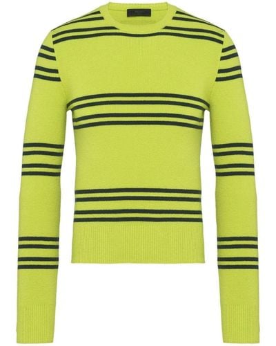 Prada Striped Lambswool Sweater - Green