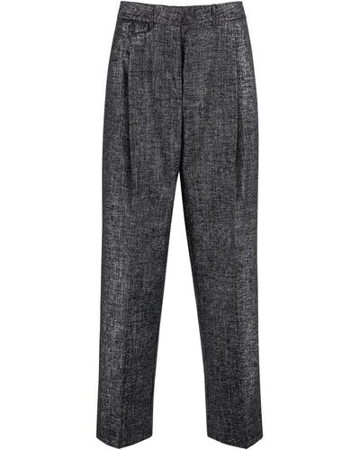 Pinko Wool And Cotton Trousers - Grey