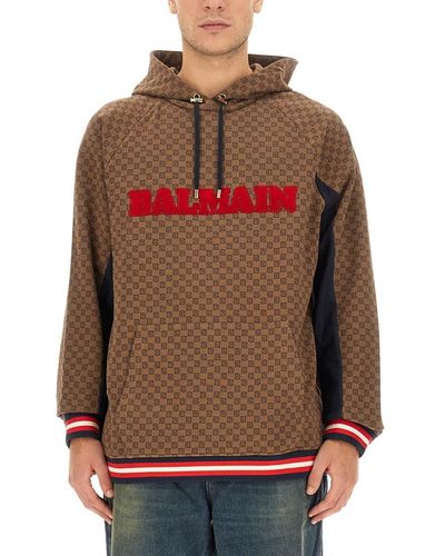 Balmain Jacquard Mini Monogram Sweatshirt - Brown