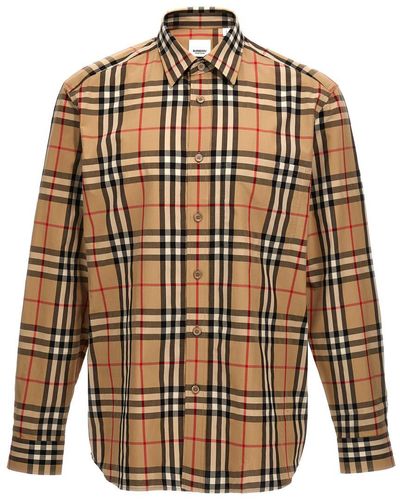 Burberry Check Shirt Shirt, Blouse - Natural