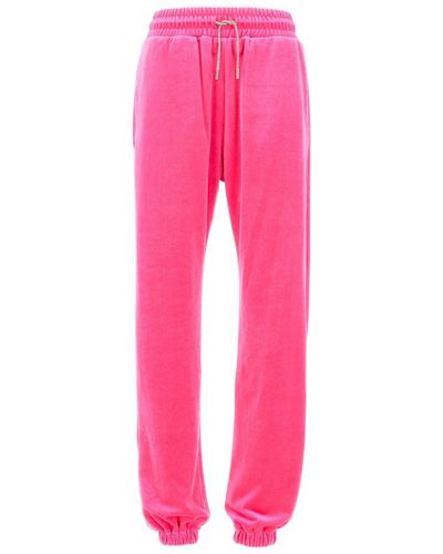 Alexandre Vauthier Jewel Drawstring Velvet Joggers Trousers - Pink