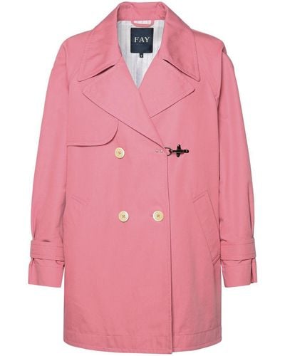 Fay Double-Breasted Cotton Trench Coat - Pink
