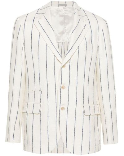 Brunello Cucinelli Wool And Linen Blenad Jacket - White