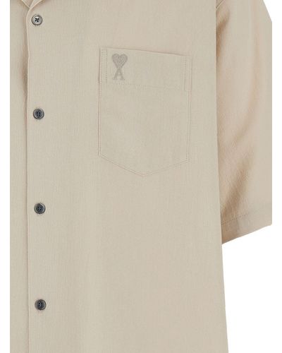 Ami Paris Bowling Shirt With Adc Embroidery - White