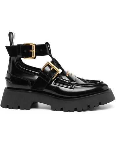 Alexander Wang Carter Lug Ankle Strap Boot Shoes - Black