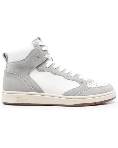Polo Ralph Lauren Court Hi-top Suede Sneakers - White