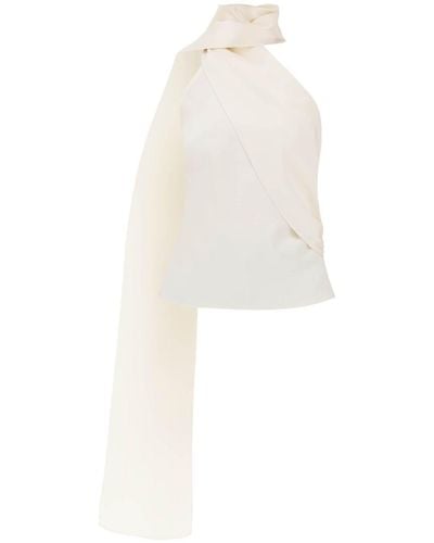Magda Butrym Silk Wrap Neck Top - White