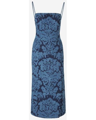 Alexander McQueen Denim Midi Dress - Blue