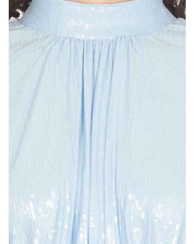 ROTATE BIRGER CHRISTENSEN Puff-sleeve Sequined Midi Dress - Blue