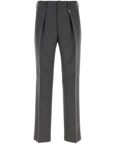 Fendi Single Pleat Merino Wool Trousers - Grey