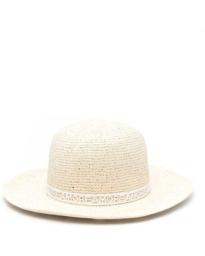 Borsalino Violet Crochet Panama Hat - White