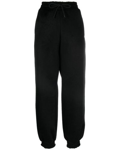 MSGM Logo-embroidered Tapered-leg Trousers - Black