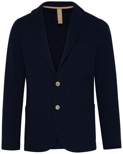 Eleventy Navy Cotton Blend Blazer Jacket - Blue