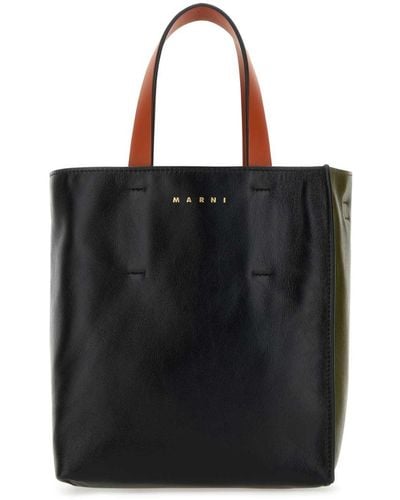 Marni Two-tone Leather Handbag - Black