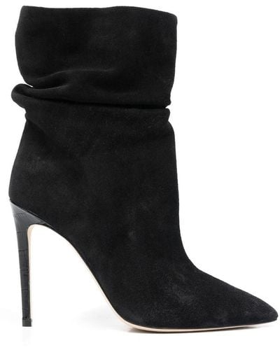 Paris Texas Suede Heel Ankle Boots - Black