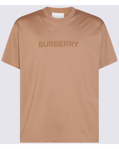Burberry Camel Cotton T-Shirt - Natural