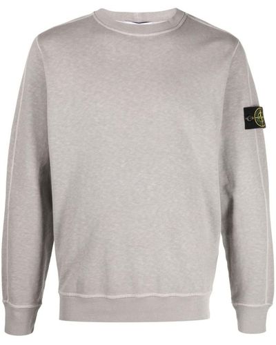 Stone Island Grey Sweatshirt With Mock Neck