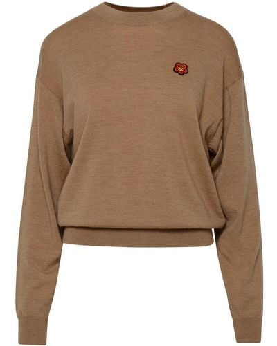 KENZO Beige Wool Sweater - Natural
