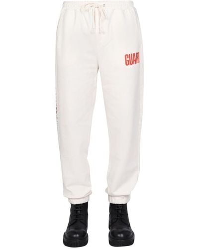 Helmut Lang JOGGING Trousers With Logo Print - White