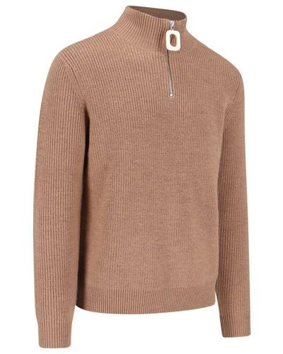 JW Anderson Half Zip Maxi Puller Sweater - Brown