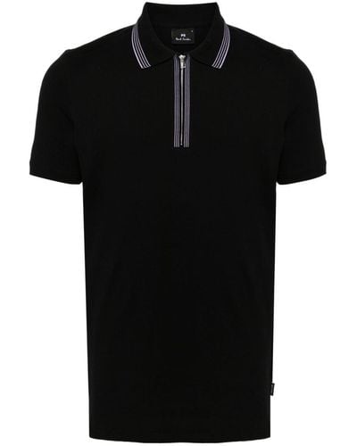PS by Paul Smith Half Zip Polo Shirt - Black
