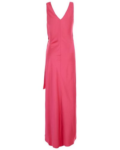 Pinko Long Dress Wit Knot - Pink