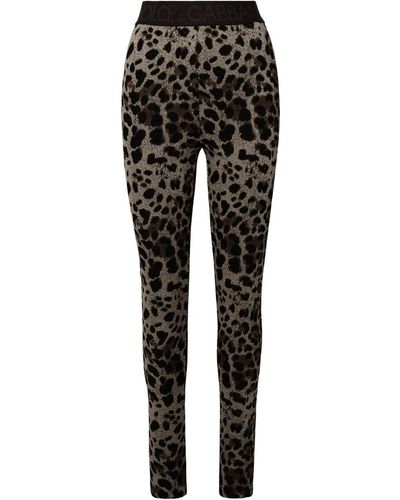 Coffee brown satin leggings featuring Dolce & Gabbana logo DOLCE & GABBANA  FTCNAT-FURMV M1512 - Nida