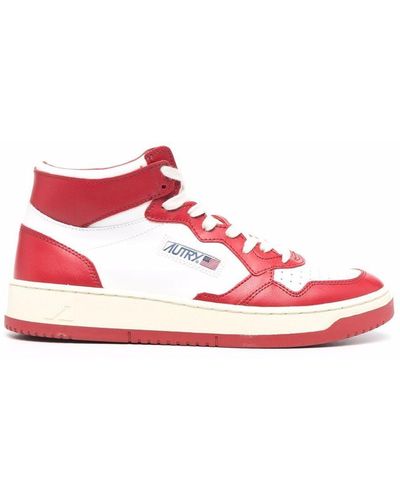 Autry Panelled High-top Sneakers - Red