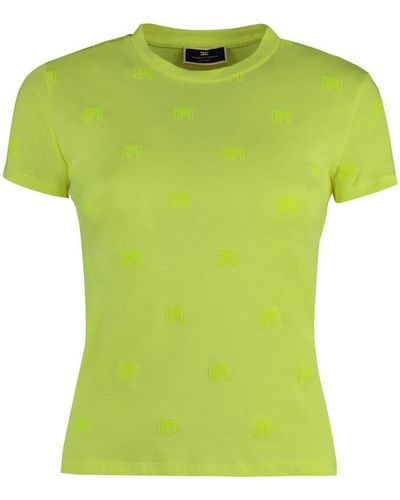Elisabetta Franchi Cotton Crew-Neck T-Shirt - Green