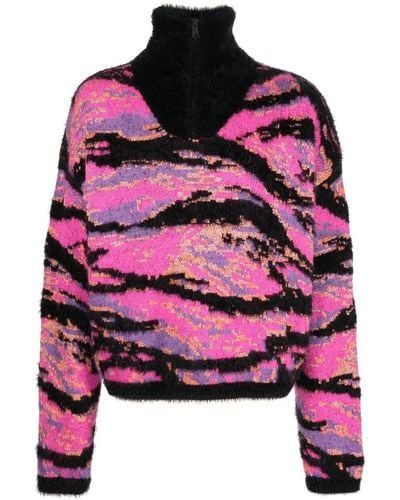 ERL Tiger-camouflage Jacquard Sweater - Pink