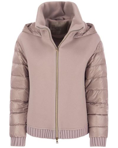 Herno Resort Bomber Jacket In Modern Double And Ultralight Nylon - Pink
