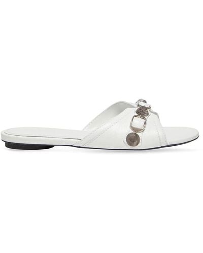 Balenciaga Cagole Leather Sandals - White