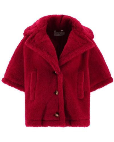 Max Mara Teddy Fabric Short Cloak - Red