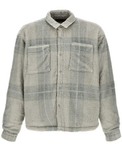 Stampd 'plaid Cropped Sherpa Buttondown' Jacket - Grey