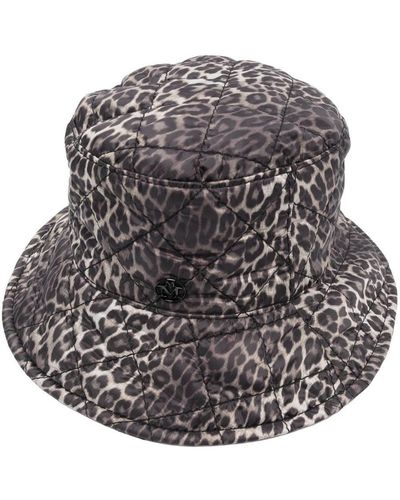 Maison Michel Leopard-print Bucket Hat - Grey