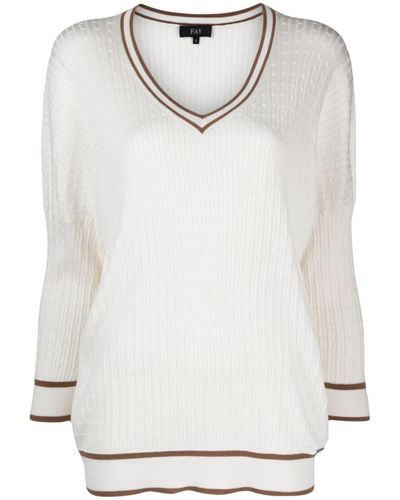 Fay Cable Knit - White